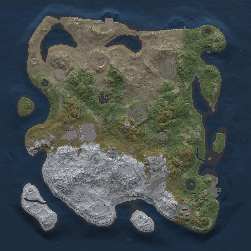 Rust Map: Procedural Map, Size: 3500, Seed: 1854302536, 16 Monuments