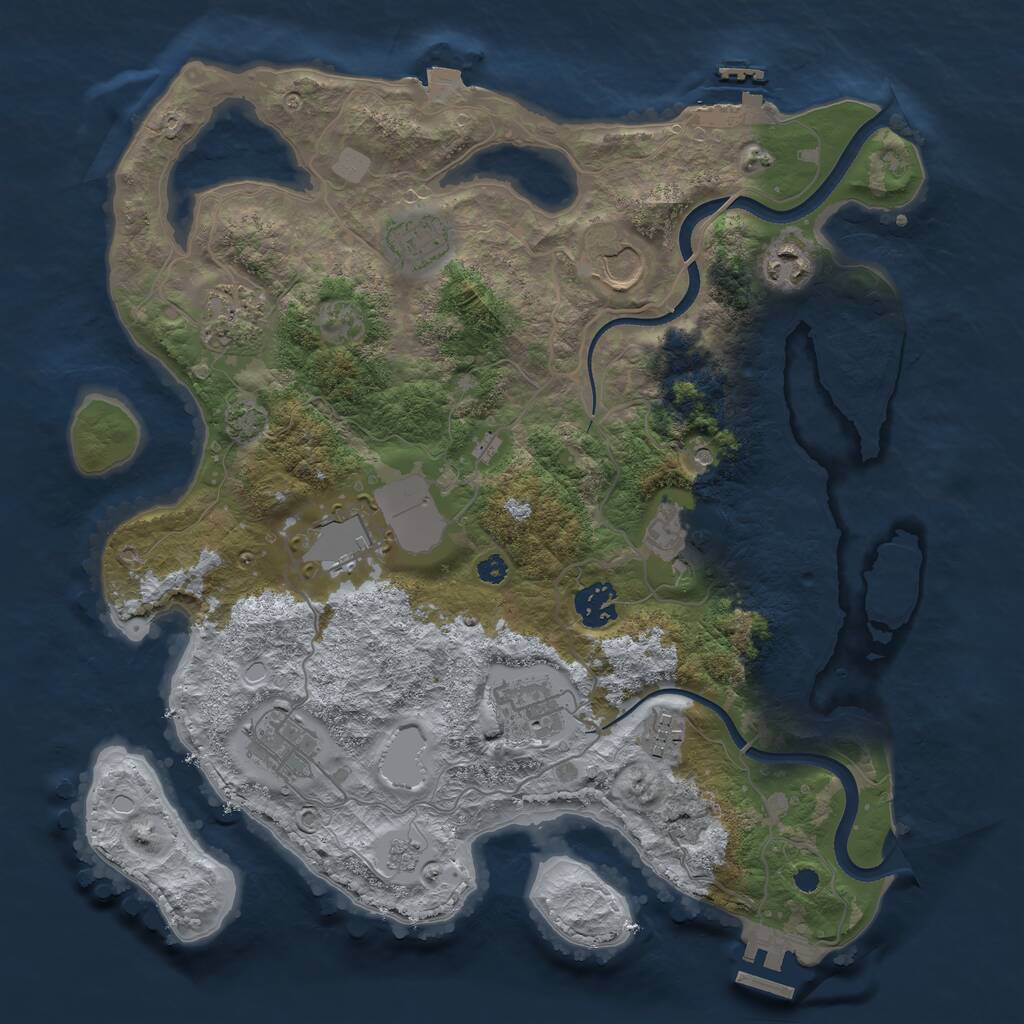 Rust Map: Procedural Map, Size: 3500, Seed: 1854302536, 16 Monuments