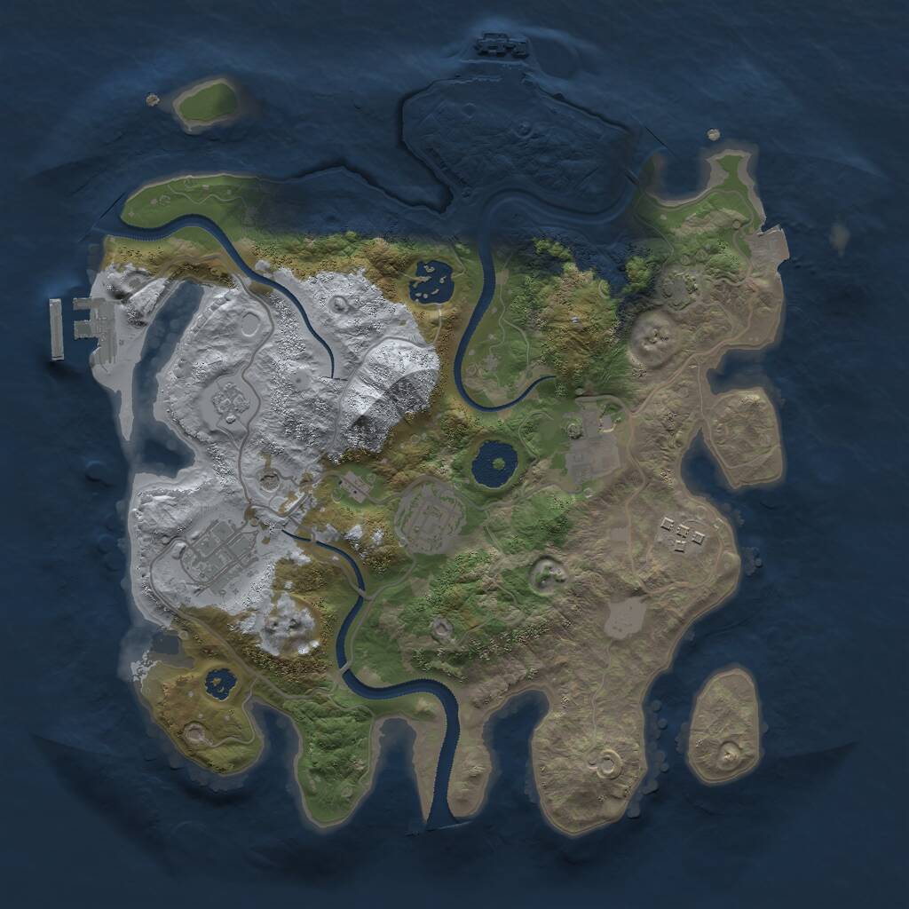 Rust Map: Procedural Map, Size: 3000, Seed: 797224021, 11 Monuments