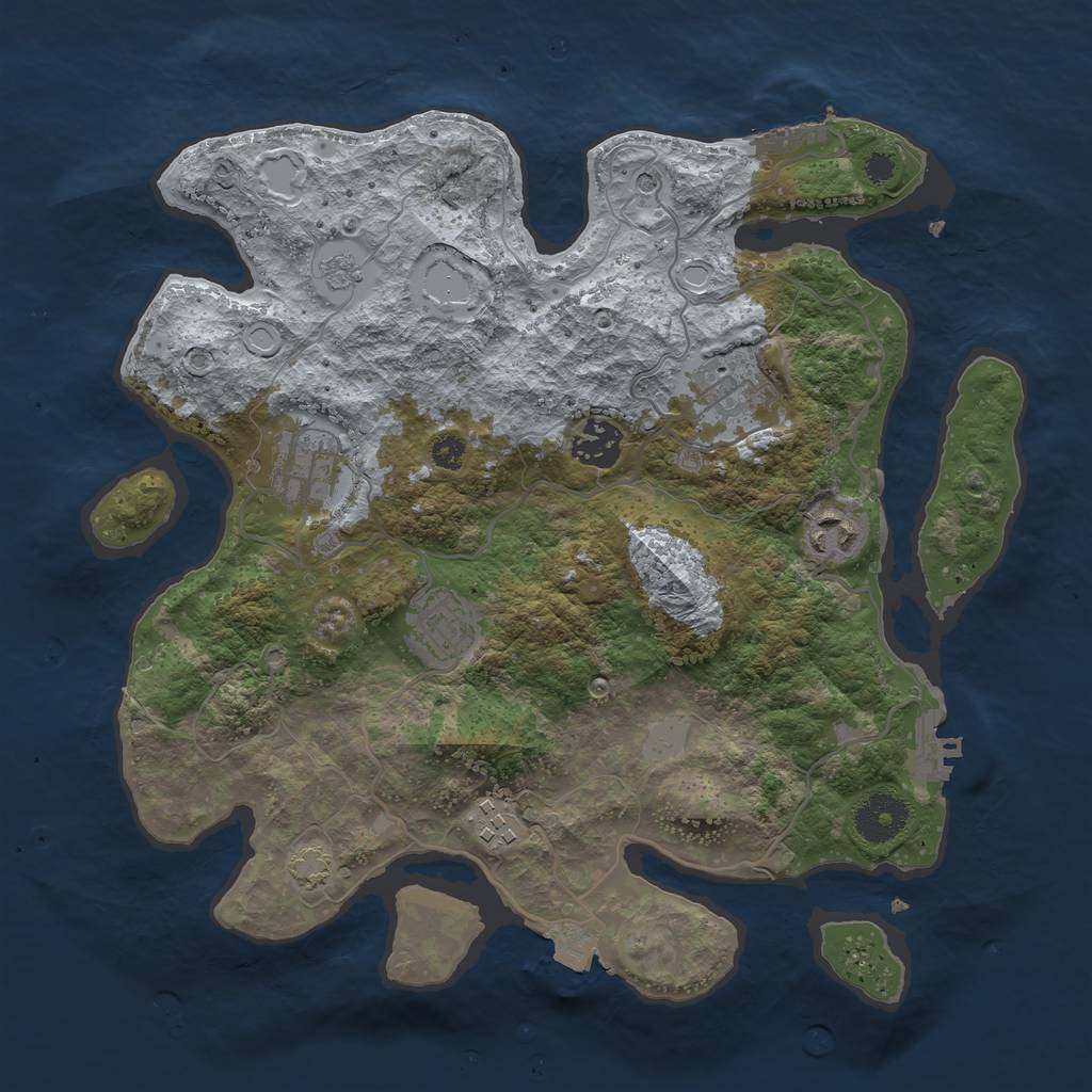 Rust Map: Procedural Map, Size: 3300, Seed: 249890731, 14 Monuments