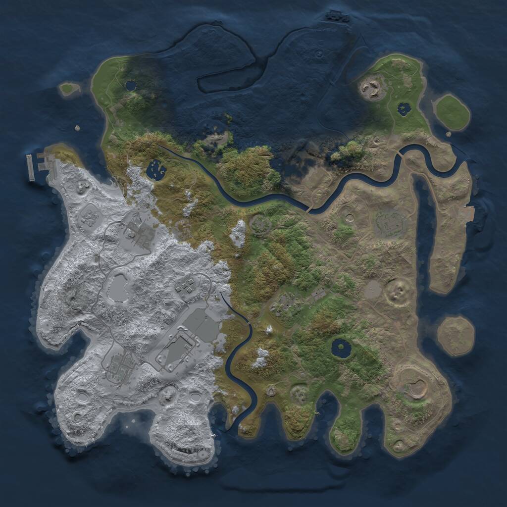 Rust Map: Procedural Map, Size: 3850, Seed: 1316455124, 16 Monuments