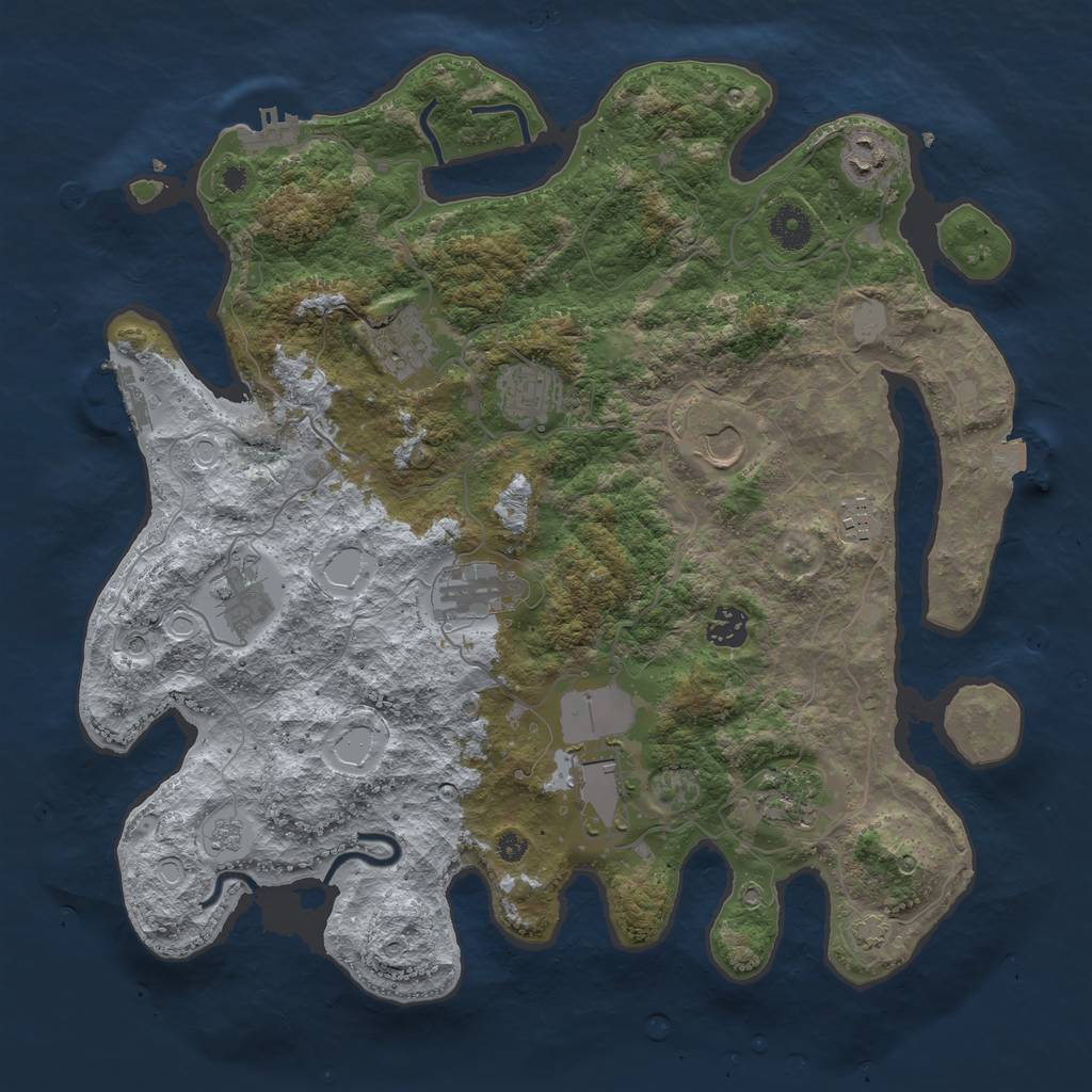 Rust Map: Procedural Map, Size: 3850, Seed: 1316455124, 18 Monuments