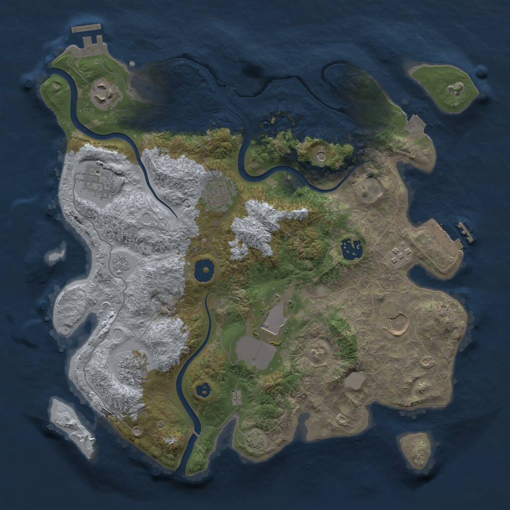 Rust Map: Procedural Map, Size: 3500, Seed: 1262741955, 14 Monuments