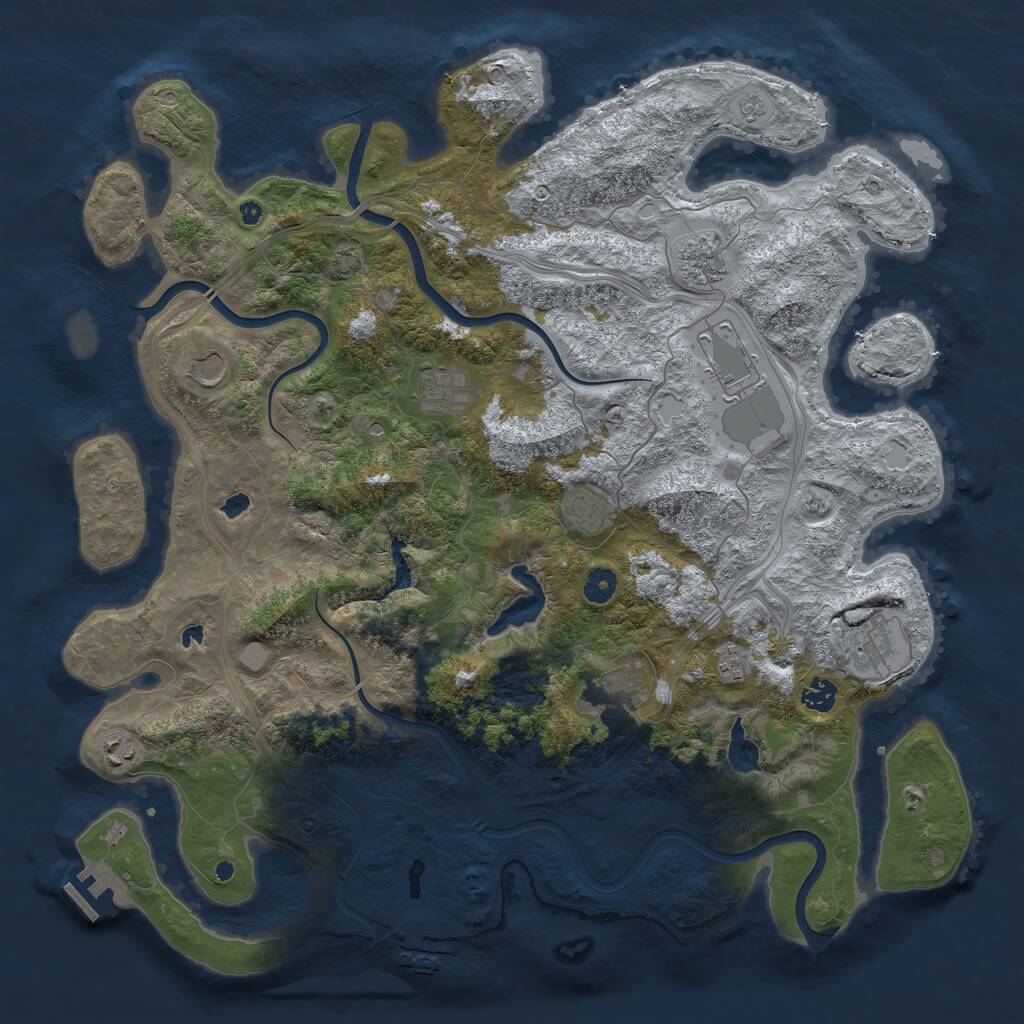 Rust Map: Procedural Map, Size: 4500, Seed: 334321841, 16 Monuments