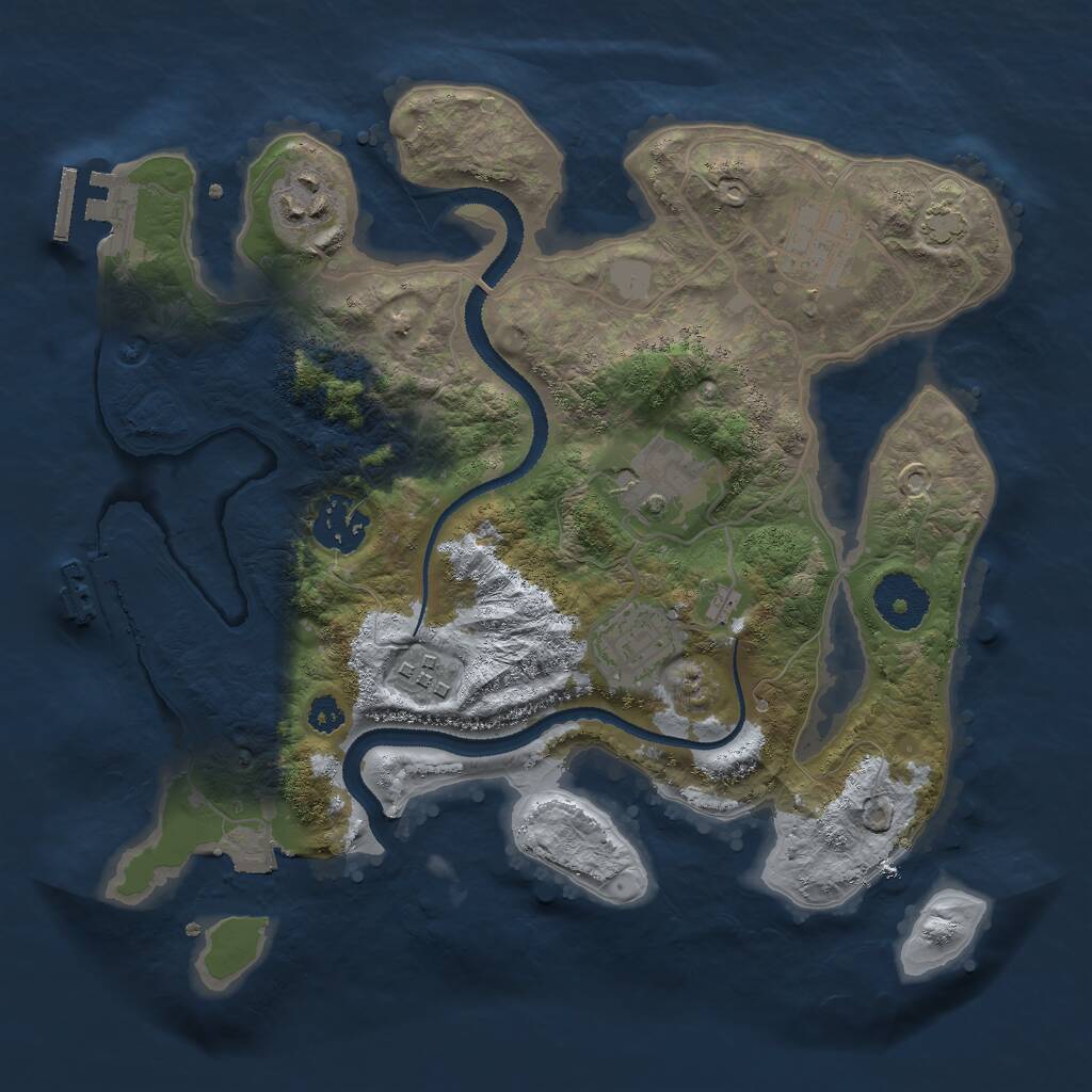 Rust Map: Procedural Map, Size: 3000, Seed: 24329, 10 Monuments