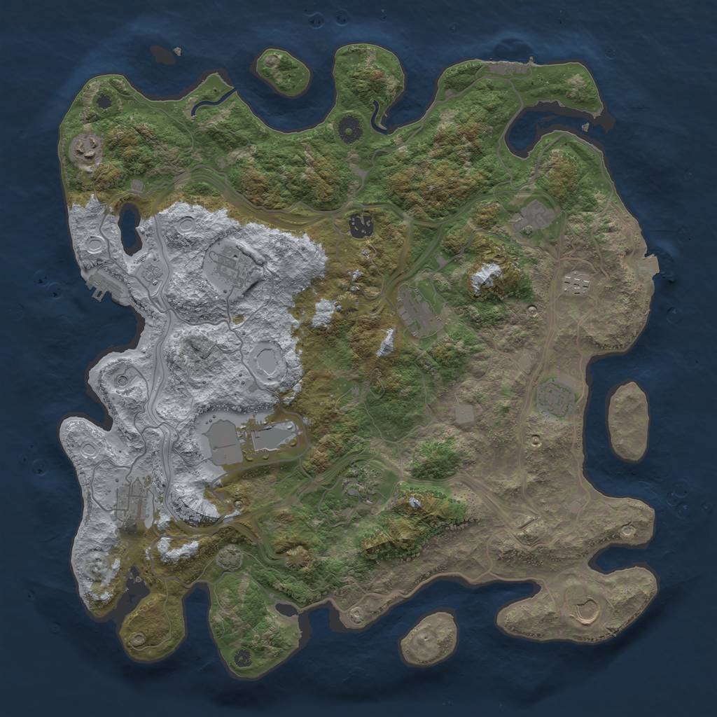 Rust Map: Procedural Map, Size: 4250, Seed: 1734, 19 Monuments