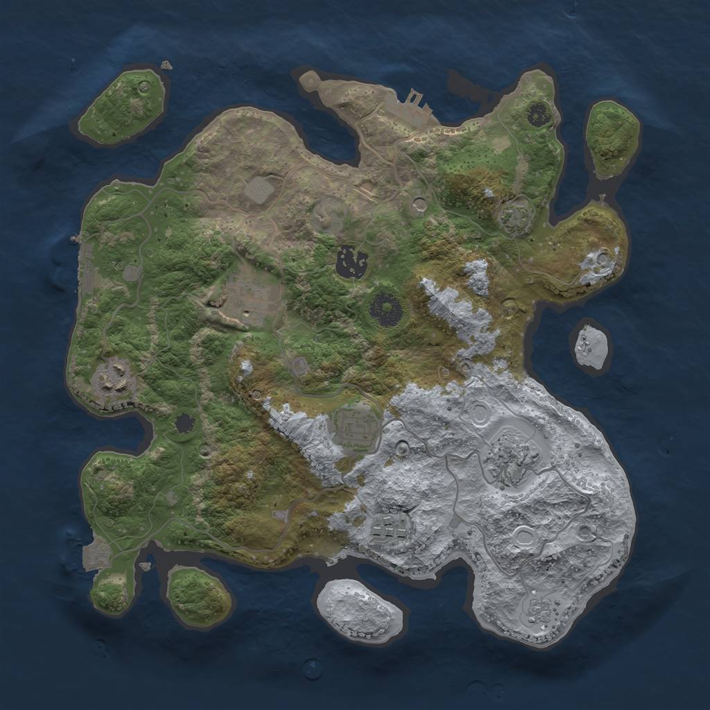 Rust Map: Procedural Map, Size: 3200, Seed: 80081355, 14 Monuments
