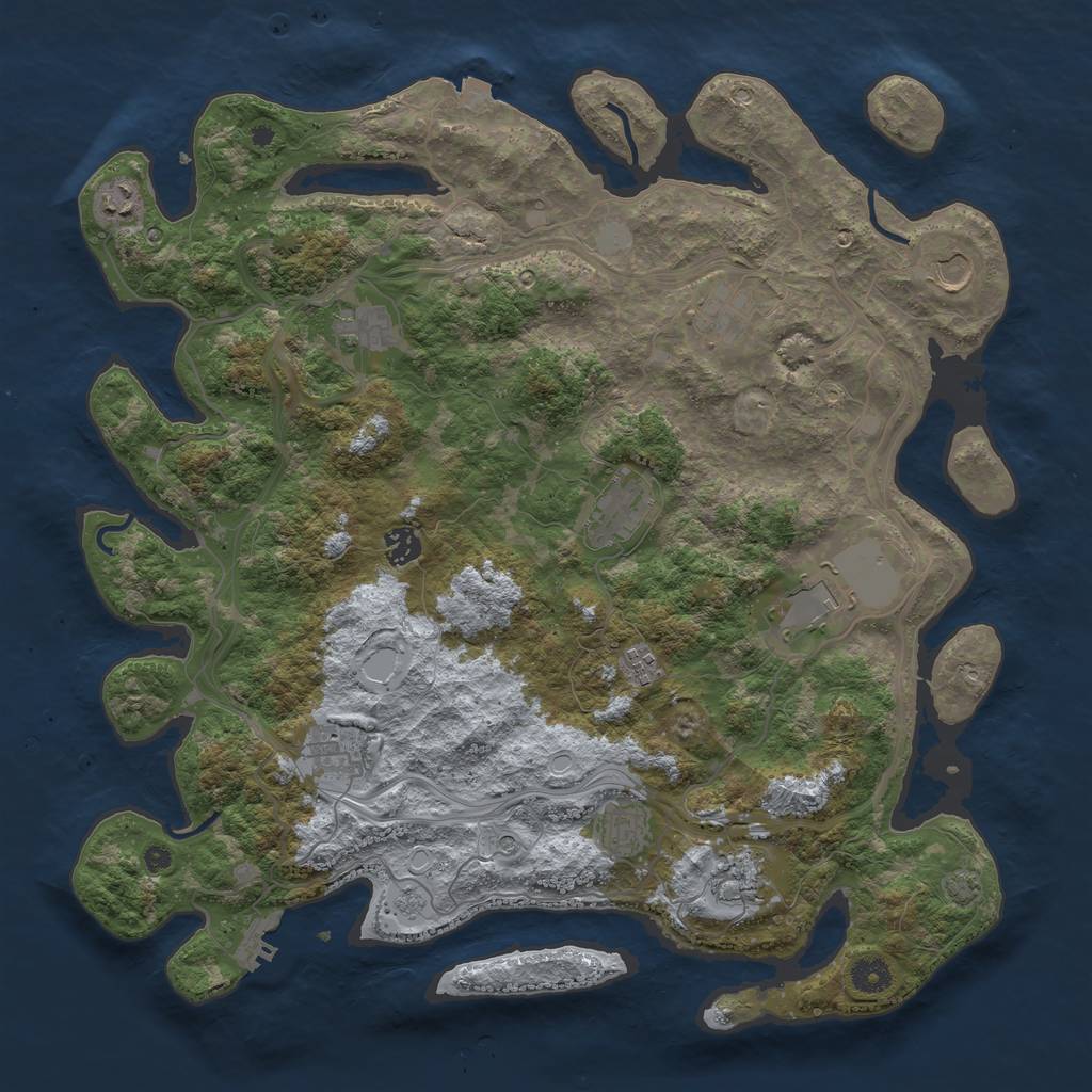 Rust Map: Procedural Map, Size: 4250, Seed: 1390645094, 18 Monuments