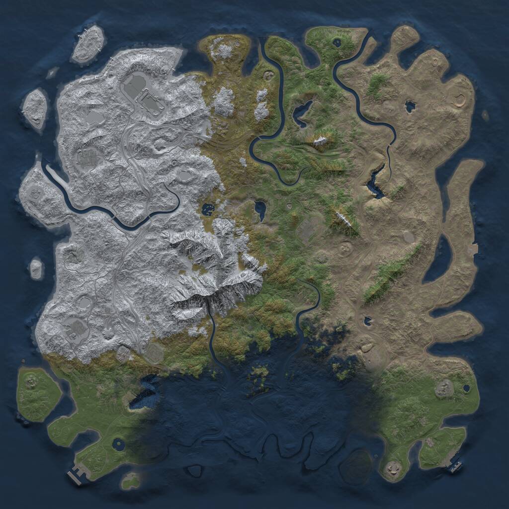 Rust Map: Procedural Map, Size: 6000, Seed: 675657, 17 Monuments