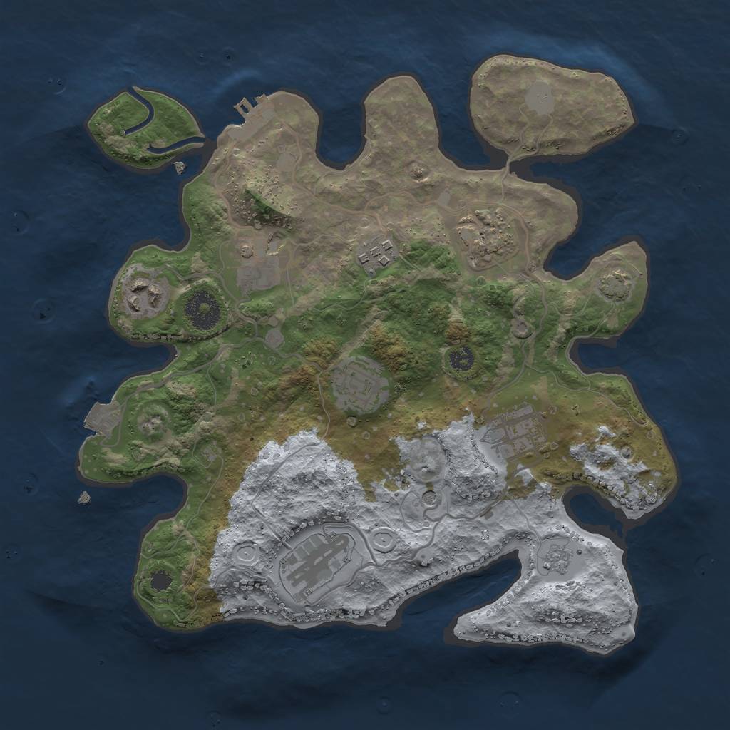 Rust Map: Procedural Map, Size: 3000, Seed: 581778330, 14 Monuments