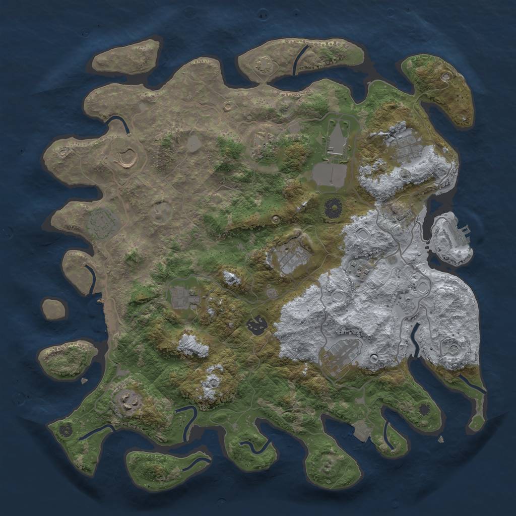 Rust Map: Procedural Map, Size: 4000, Seed: 57766, 19 Monuments