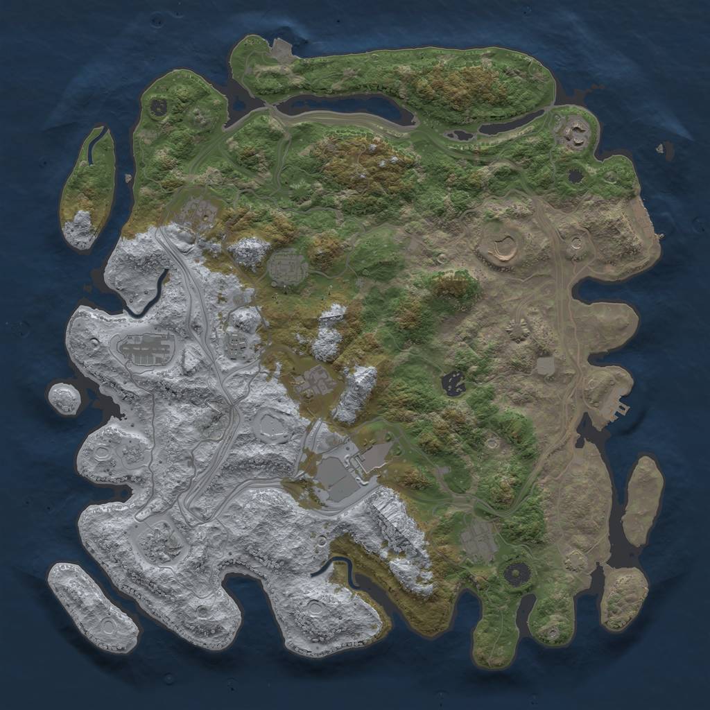 Rust Map: Procedural Map, Size: 4250, Seed: 840097596, 19 Monuments