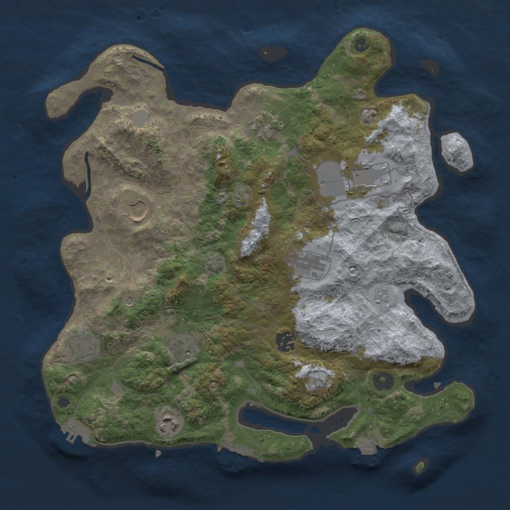 Rust Map: Procedural Map, Size: 3700, Seed: 58137, 17 Monuments