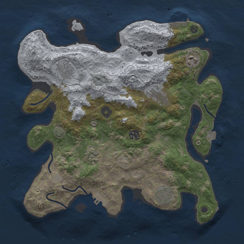 Rust Map: Procedural Map, Size: 3300, Seed: 849247957, 14 Monuments