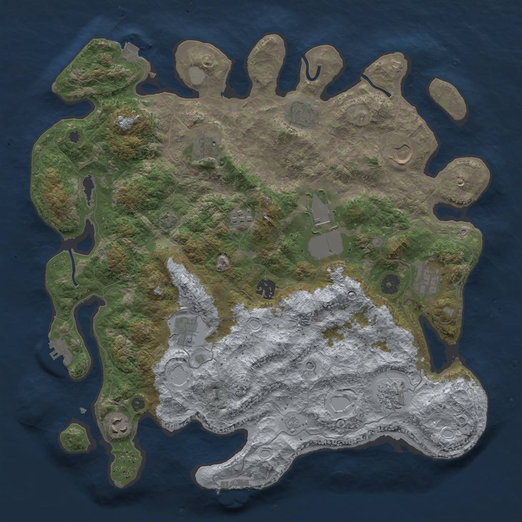 Rust Map: Procedural Map, Size: 3999, Seed: 708292644, 18 Monuments