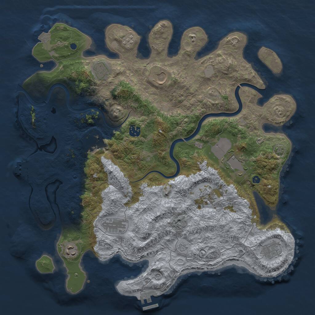 Rust Map: Procedural Map, Size: 3999, Seed: 708292644, 16 Monuments