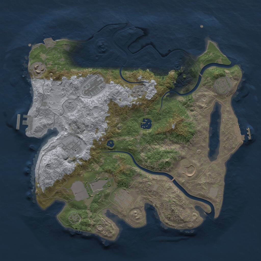 Rust Map: Procedural Map, Size: 3500, Seed: 609014442, 15 Monuments