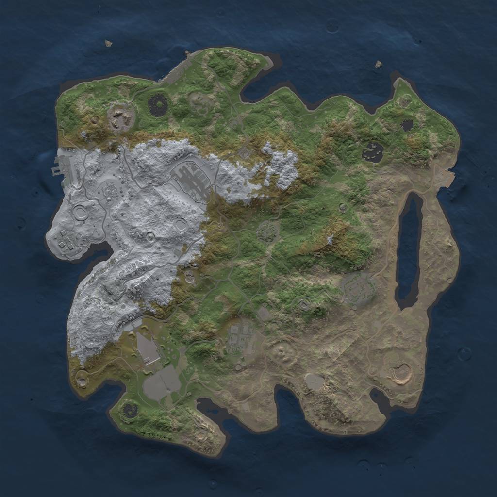 Rust Map: Procedural Map, Size: 3500, Seed: 609014442, 16 Monuments