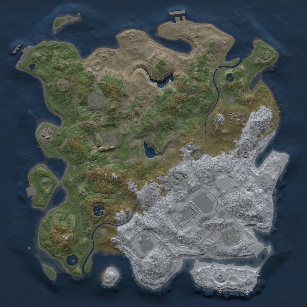 Rust Map: Procedural Map, Size: 4000, Seed: 29734671, 15 Monuments