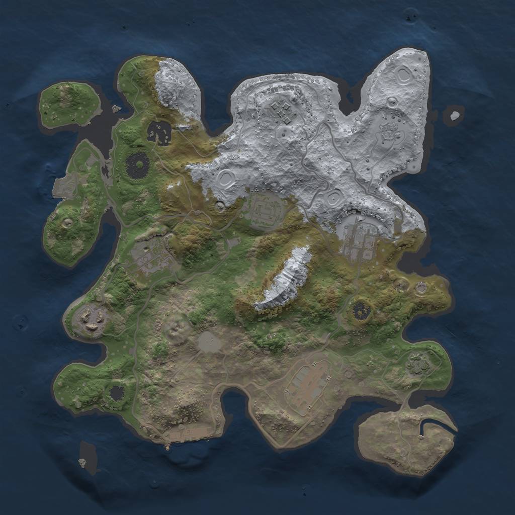 Rust Map: Procedural Map, Size: 3000, Seed: 92532390, 13 Monuments