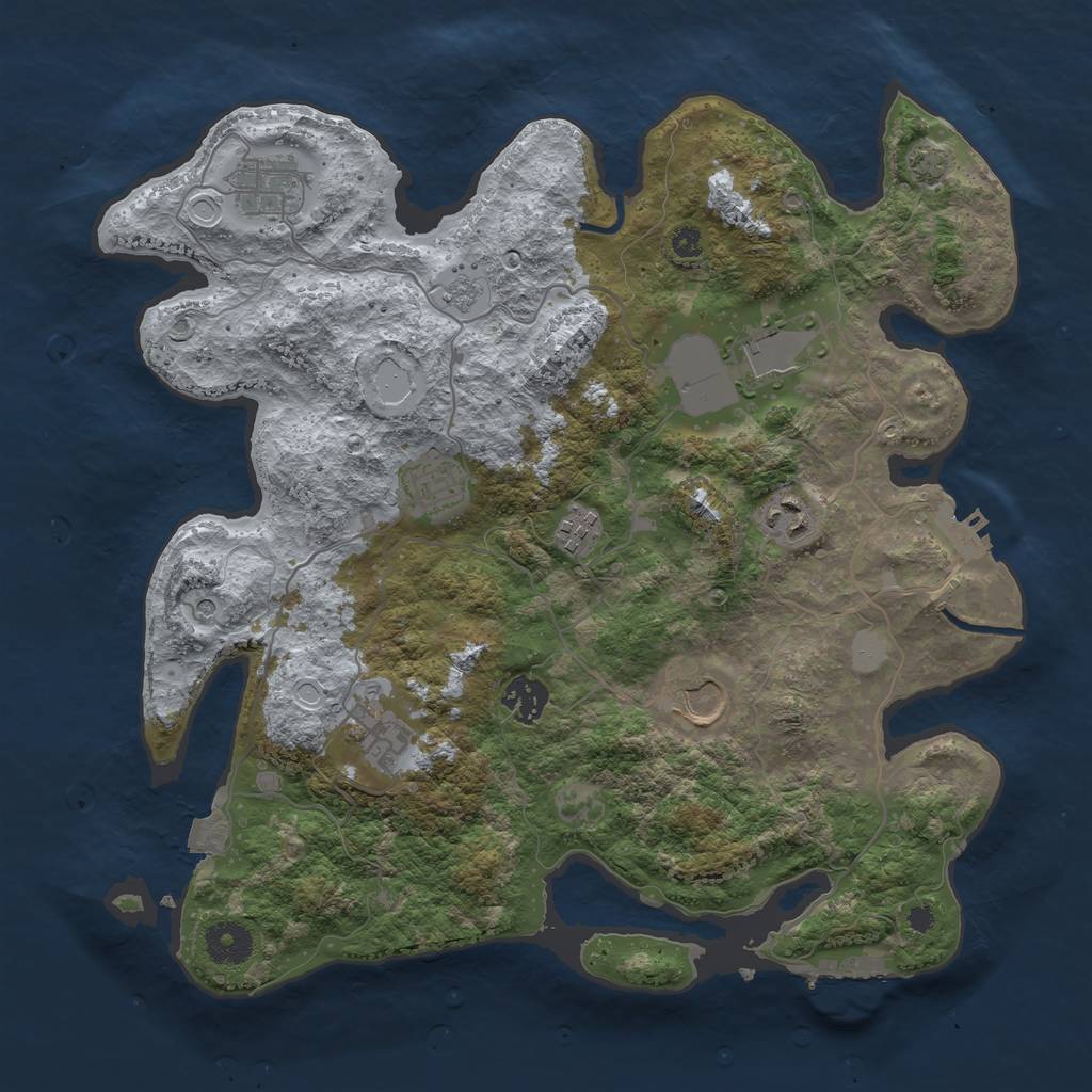 Rust Map: Procedural Map, Size: 3600, Seed: 12206, 16 Monuments