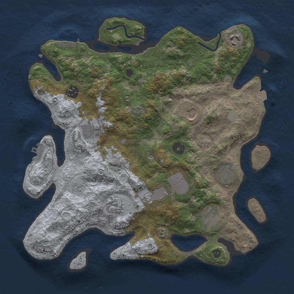 Rust Map: Procedural Map, Size: 3500, Seed: 870668232, 16 Monuments