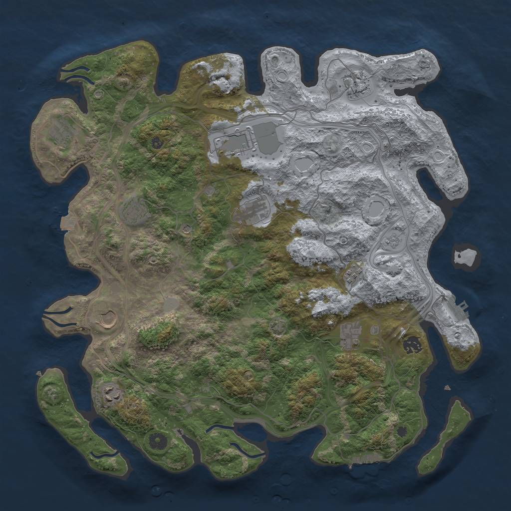 Rust Map: Procedural Map, Size: 4250, Seed: 216262221, 18 Monuments