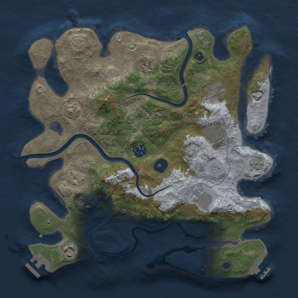 Rust Map: Procedural Map, Size: 3300, Seed: 897983499, 13 Monuments
