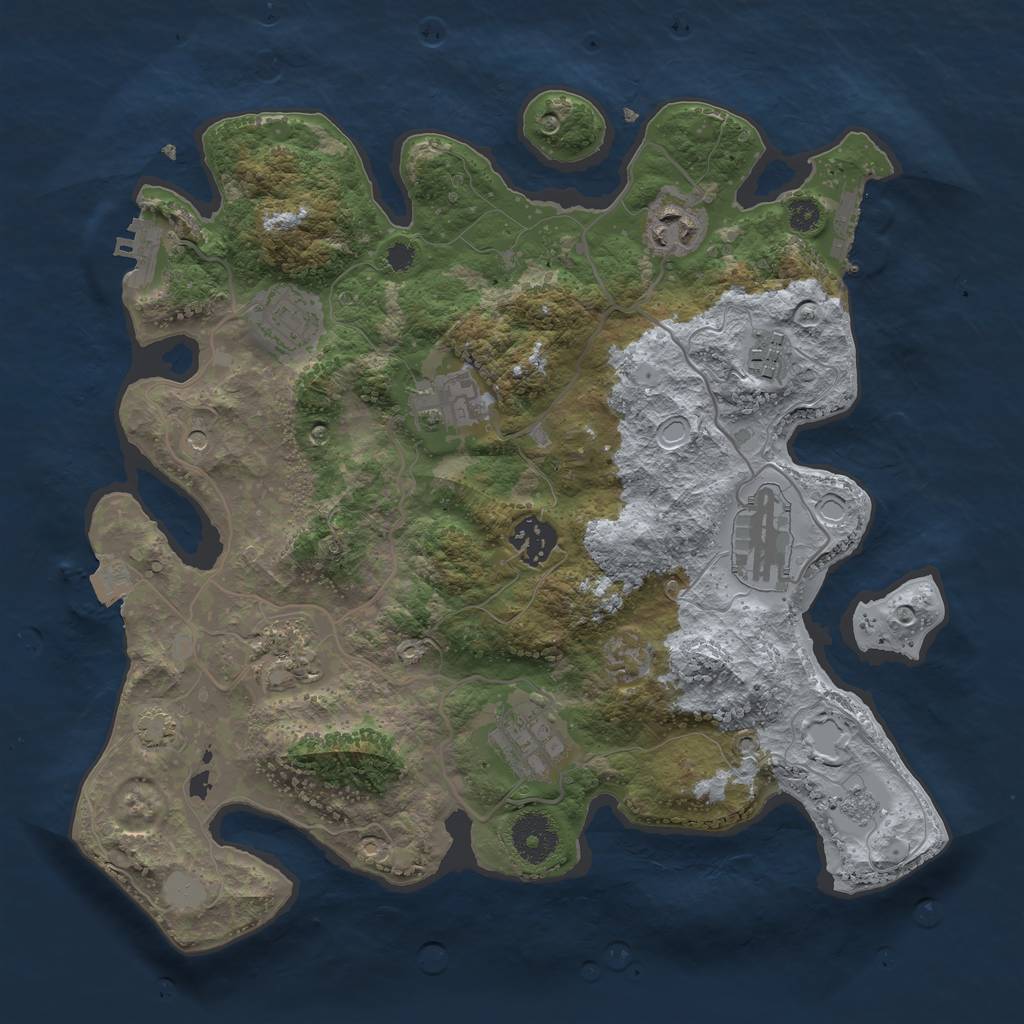 Rust Map: Procedural Map, Size: 3300, Seed: 958042484, 16 Monuments