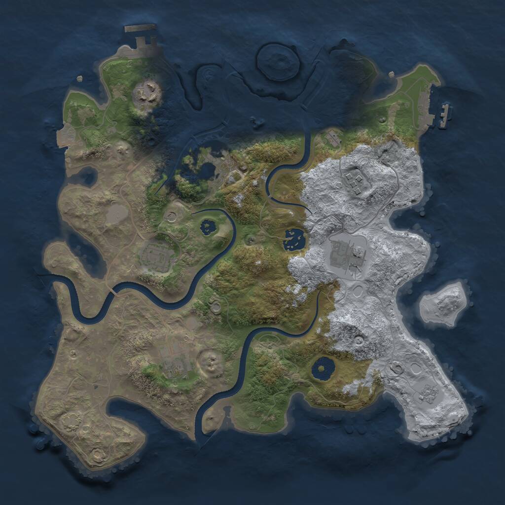 Rust Map: Procedural Map, Size: 3300, Seed: 958042484, 13 Monuments