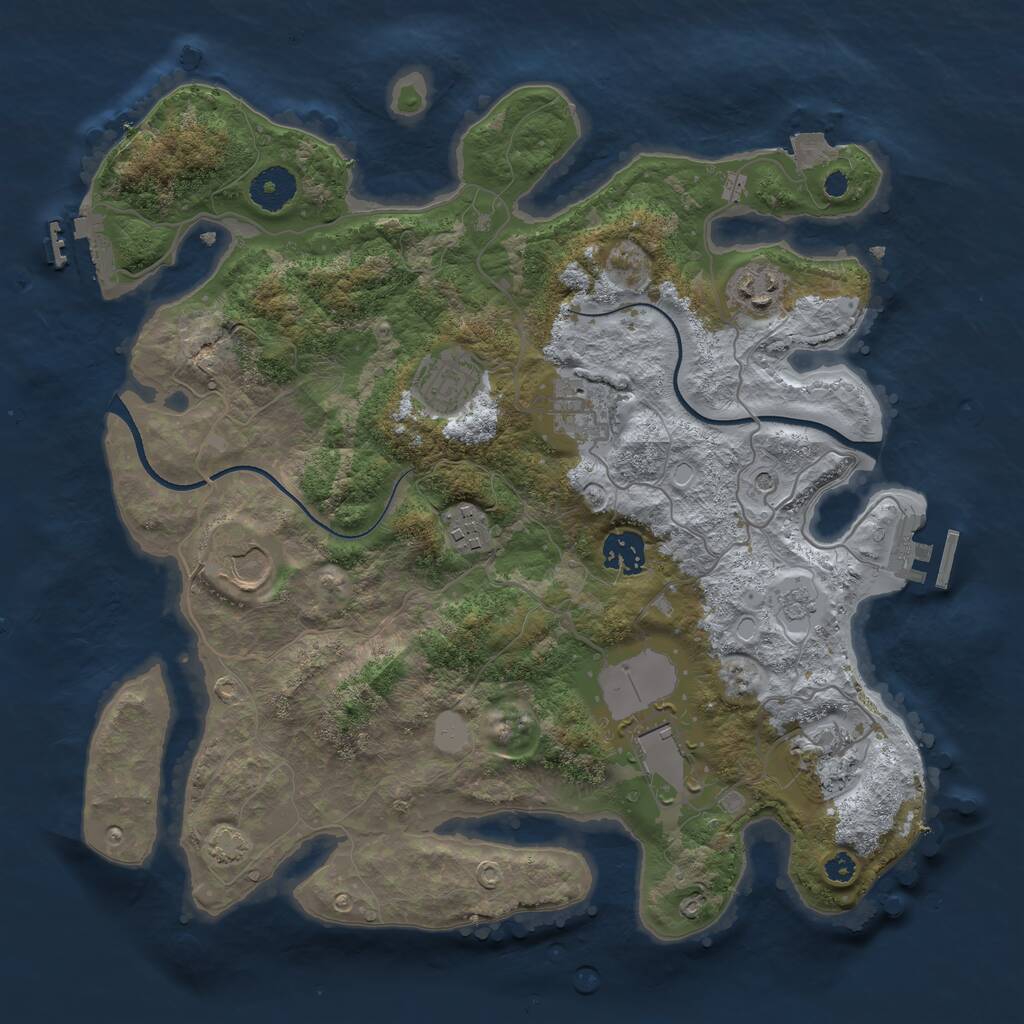 Rust Map: Procedural Map, Size: 3500, Seed: 29405992, 14 Monuments