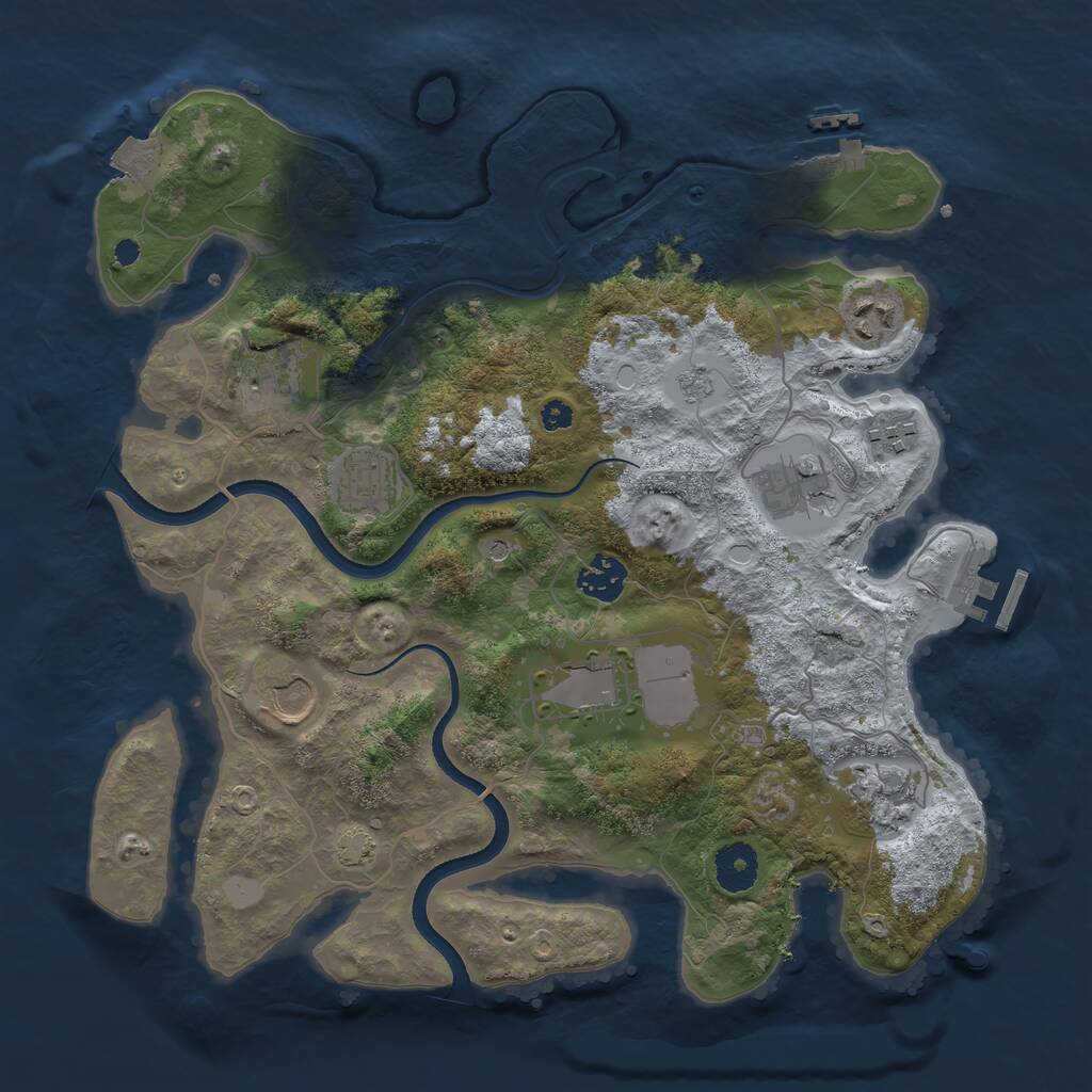 Rust Map: Procedural Map, Size: 3500, Seed: 29405992, 15 Monuments