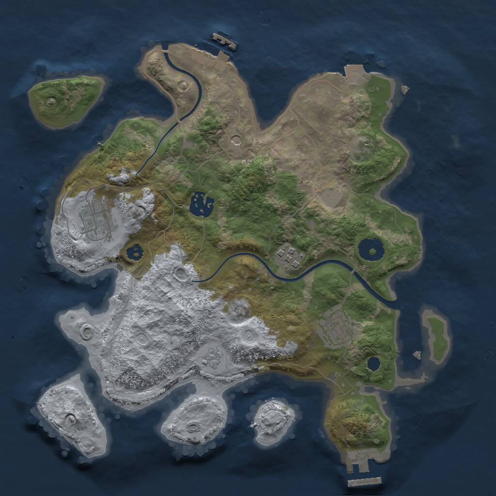 Rust Map: Procedural Map, Size: 3000, Seed: 1947706542, 9 Monuments