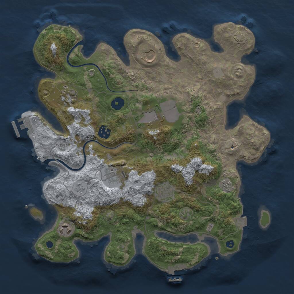 Rust Map: Procedural Map, Size: 3500, Seed: 1687235549, 14 Monuments