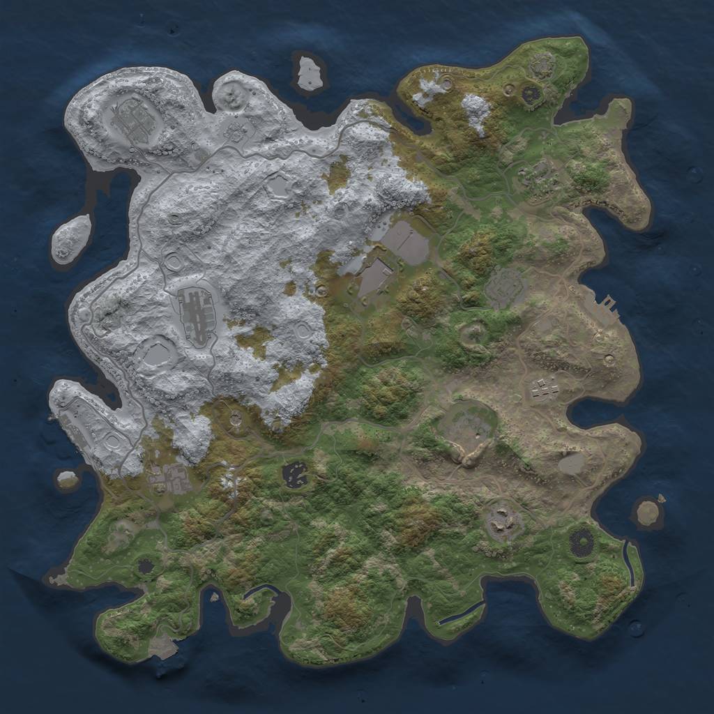 Rust Map: Procedural Map, Size: 4000, Seed: 59442810, 18 Monuments