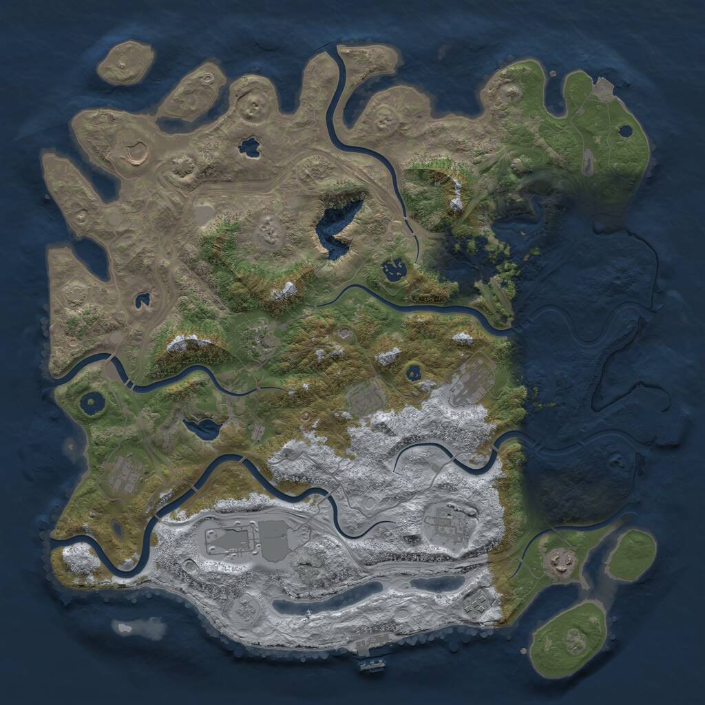 Rust Map: Procedural Map, Size: 4500, Seed: 83143, 16 Monuments