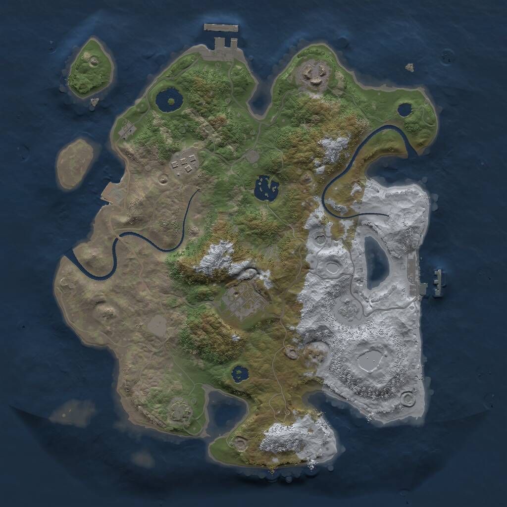 Rust Map: Procedural Map, Size: 3000, Seed: 1599038191, 10 Monuments