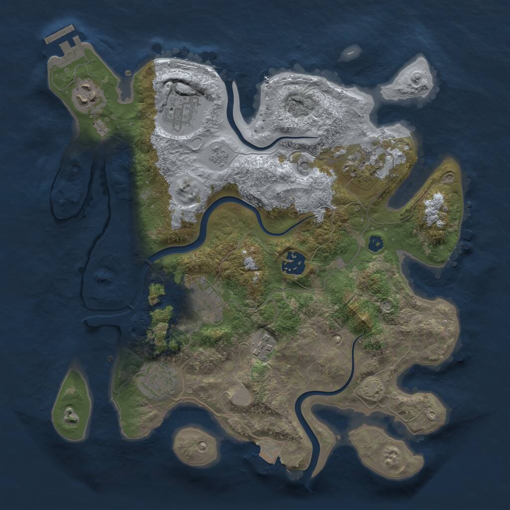 Rust Map: Procedural Map, Size: 3250, Seed: 6977, 12 Monuments