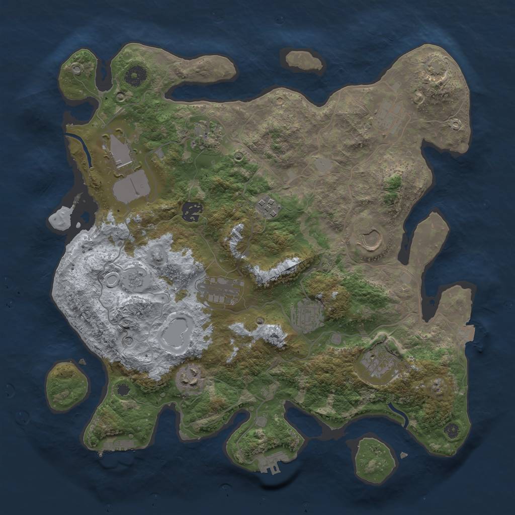 Rust Map: Procedural Map, Size: 3650, Seed: 56431101, 18 Monuments