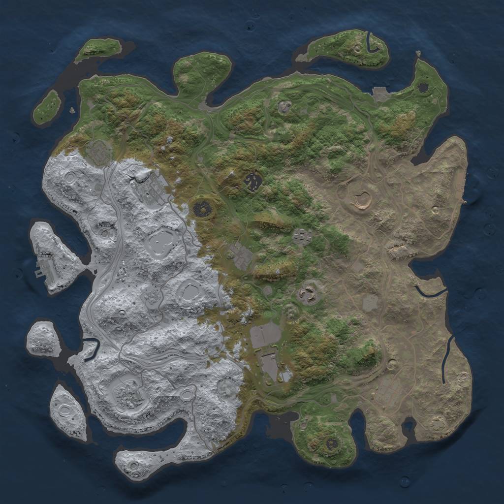 Rust Map: Procedural Map, Size: 4250, Seed: 927379774, 18 Monuments