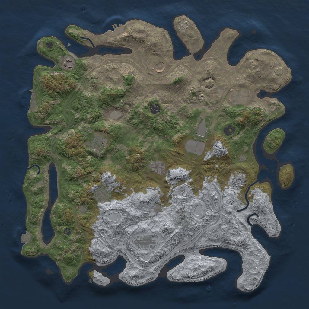 Rust Map: Procedural Map, Size: 4250, Seed: 3485854, 19 Monuments