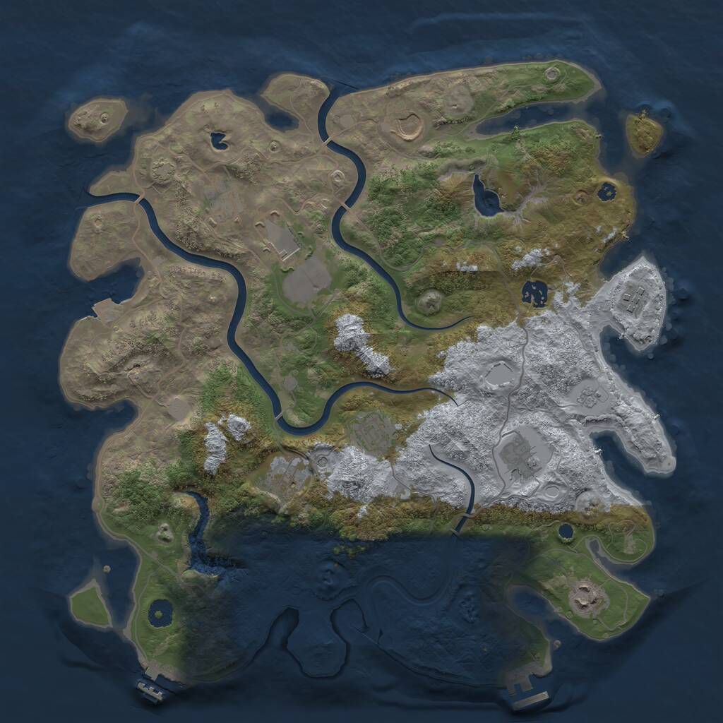 Rust Map: Procedural Map, Size: 4000, Seed: 223456789, 15 Monuments