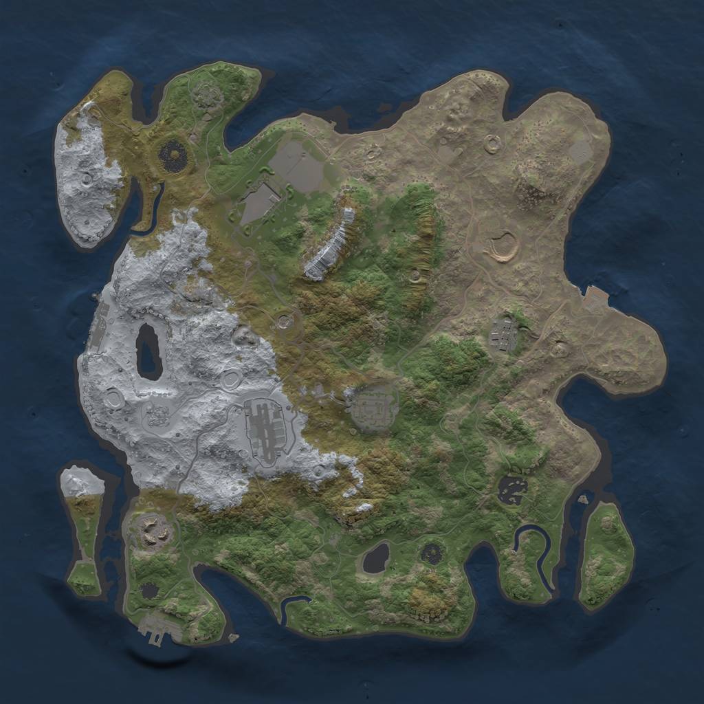 Rust Map: Procedural Map, Size: 3500, Seed: 1383219838, 15 Monuments