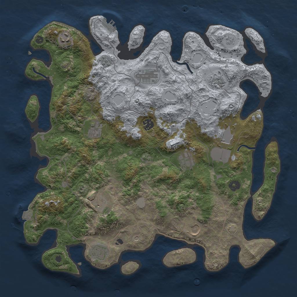 Rust Map: Procedural Map, Size: 4000, Seed: 1092499850, 18 Monuments