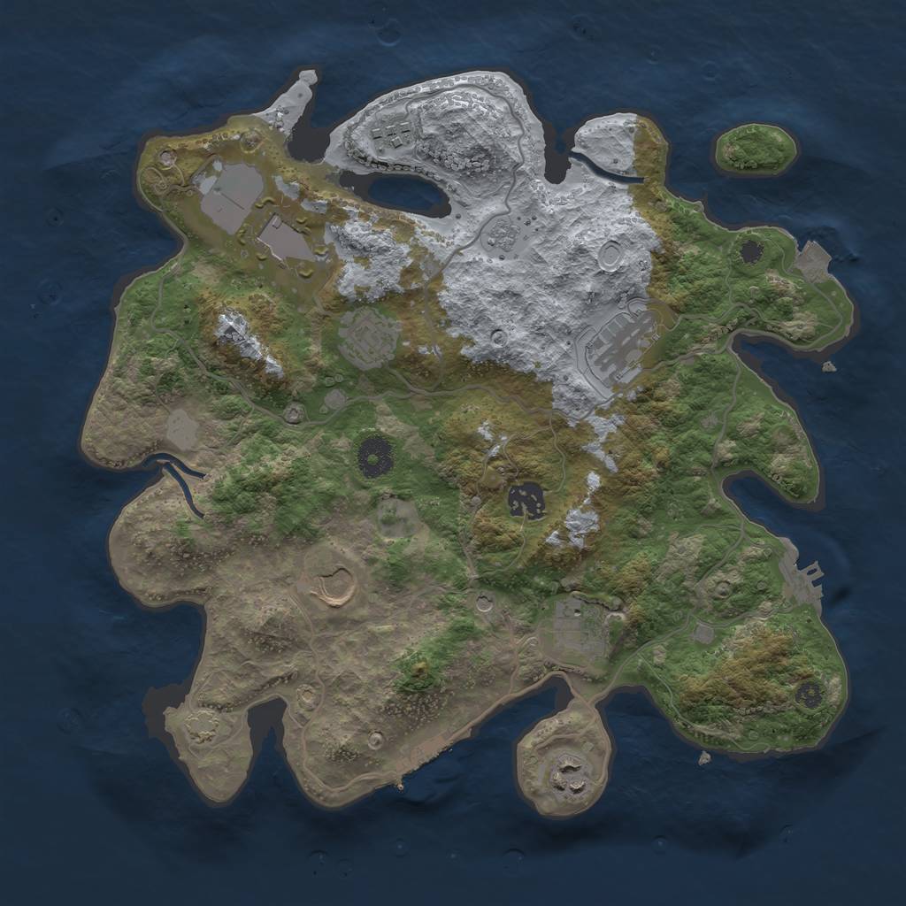 Rust Map: Procedural Map, Size: 3500, Seed: 945992646, 16 Monuments