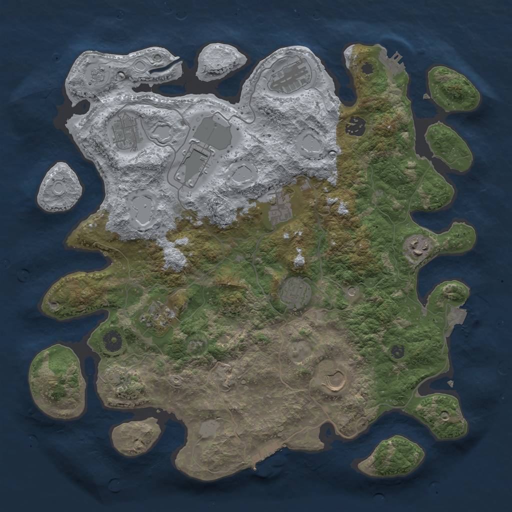 Rust Map: Procedural Map, Size: 3800, Seed: 1704426547, 17 Monuments