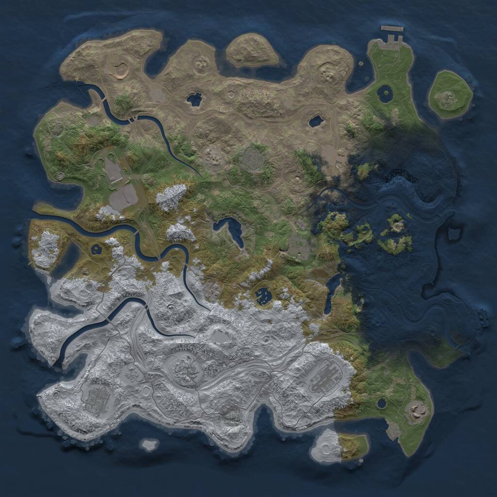 Rust Map: Procedural Map, Size: 4500, Seed: 334778, 17 Monuments