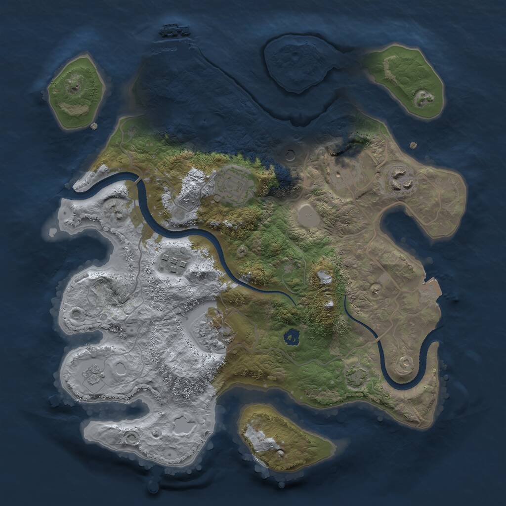 Rust Map: Procedural Map, Size: 3000, Seed: 3749241, 10 Monuments