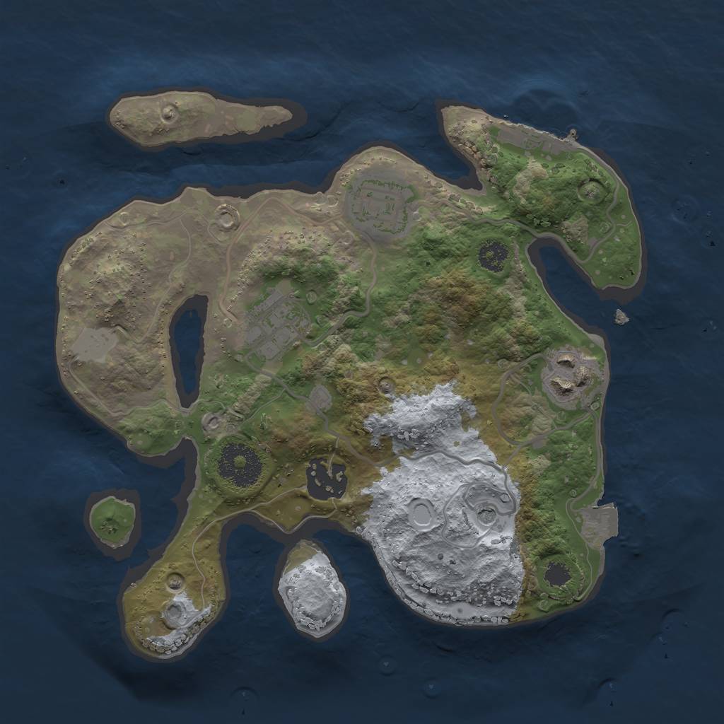 Rust Map: Procedural Map, Size: 2500, Seed: 1661068472, 9 Monuments