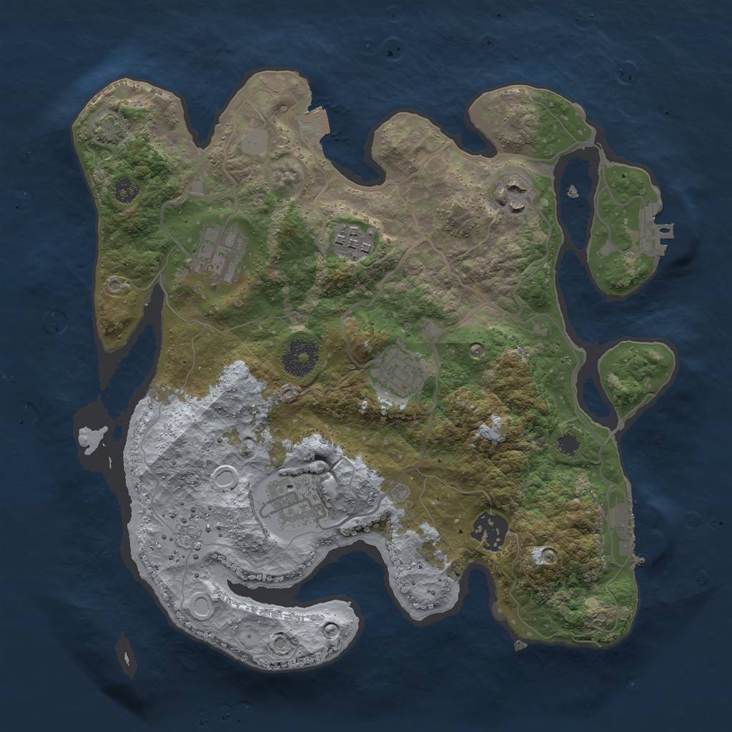 Rust Map: Procedural Map, Size: 3000, Seed: 24308, 13 Monuments